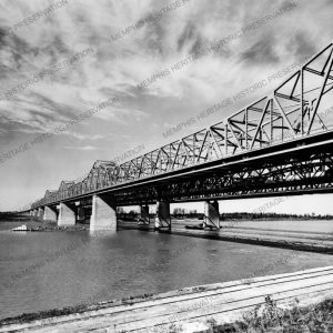 Old Mississippi Bridge with Barge