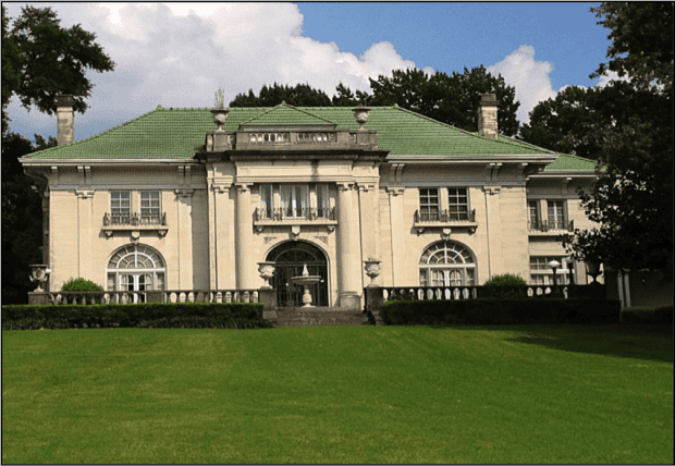 Memphis Heritage Inc. historic mansion with green roof and classic architecture in Memphis, Tennessee.